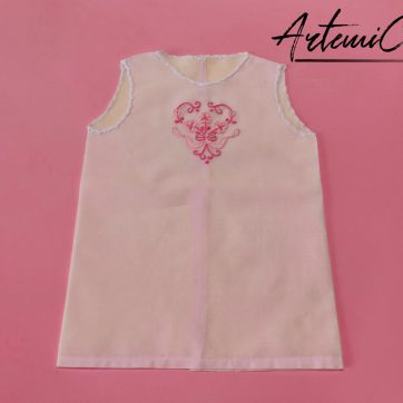 camicina batista rosa con ricamo fucsia