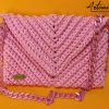 Rosy Elegance: Borsa in Fettuccia all'Uncinetto