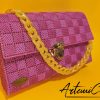 borsa Trinacria Viola ricamo su canvas