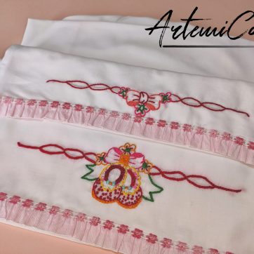 set lenzuola poesia di nastri con scarpette rosse ricamate