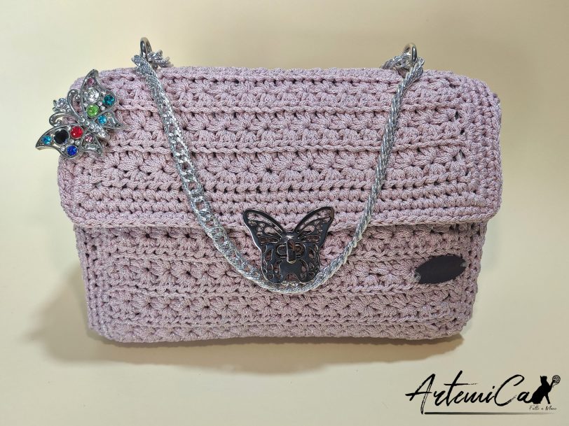 Borsa uncinetto Farfalla Argentea