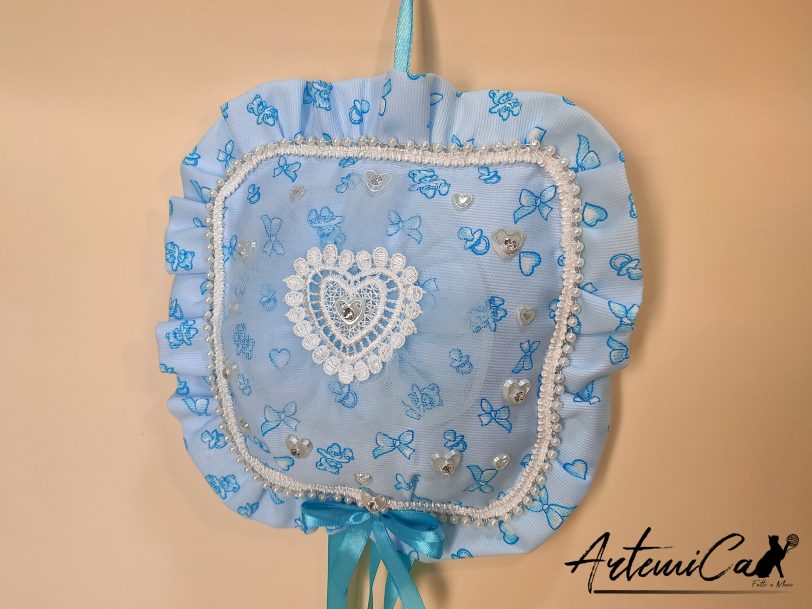 Cuscino Soffio di Felicità: Fiocco Nascita Handmade Morbido e personalizzabile