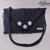 Clutch Fatta a Mano in cordino Nero - Fiore di Mezzanotte