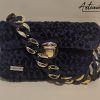 Clutch Velluto Noir et Or: Borsa Artigianale Fatta a Mano con Catena Dorata