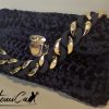 Clutch Velluto Noir et Or: Borsa Artigianale Fatta a Mano con Catena Dorata