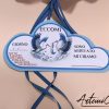 Fiocco di Cuori: Fiocco nascita azzurro Ricamato a Mano con dettagli artigianali
