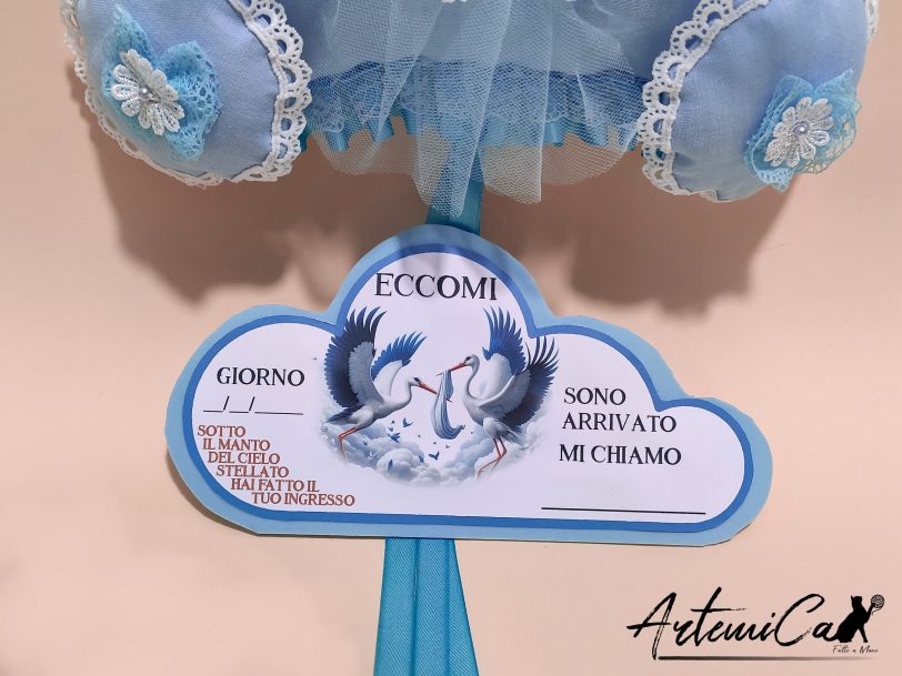 Fiocco Nascita Piccolo Principe: Fiocco con Carrozza Fatto a Mano - Un tocco regale per il nuovo arrivato