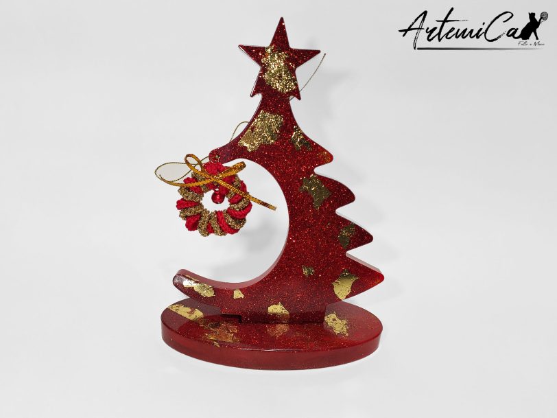 Albero di Natale Trionfo di Natale: Decorazione in resina scintillante Fatta a Mano per il tuo Natale magico