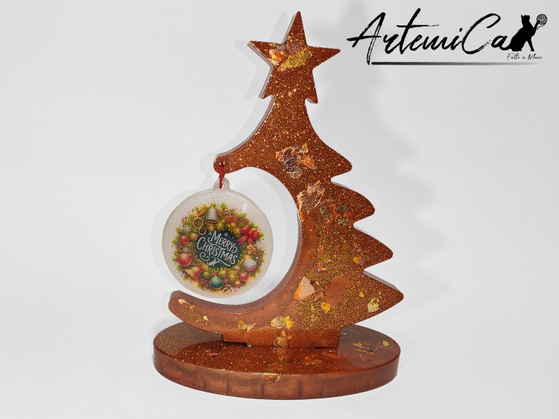 Albero di Natale Trionfo di Natale: Decorazione in resina scintillante Fatta a Mano per il tuo Natale magico