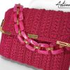 Pochette Polaris Fucsia: Borsa Fatta a mano all’Uncinetto in cordino Lurex Fucsia e Inserti in Oro