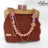 Pochette Ardor: Borsa Artigianale all’Uncinetto con Cordino Rame e chiusura Clic Clac in Legno
