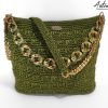 Borsa Riflessi di Giada: Tote Bag Artigianale in Cordino Verde Lurex con e Dettagli Dorati