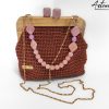 Pochette Ardor: Borsa Artigianale all’Uncinetto con Cordino Rame e chiusura Clic Clac in Legno