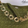 Borsa Riflessi di Giada: Tote Bag Artigianale in Cordino Verde Lurex con e Dettagli Dorati