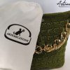 Borsa Riflessi di Giada: Tote Bag Artigianale in Cordino Verde Lurex con e Dettagli Dorati
