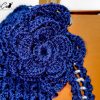 Maxi-Bag Fior di Notte: Borsa fatta a mano all'uncinetto in Blu Reale con inserti in eco-pelle