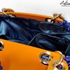 Maxi-Bag Fior di Notte: Borsa fatta a mano all'uncinetto in Blu Reale con inserti in eco-pelle
