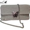 Pochette Sottovoce: Borsa Elegante fatta a mano all'Uncinetto in Cordino Bianco Lurex