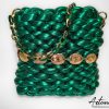 Borsa Emerald Glow: Chunky Bag verde smeraldo artigianale dal design brillante e catena dorata