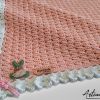 Copertina "Confetto di Luna" - Fatta a Mano all'Uncinetto per bimbo in cotone rosa con bordo bianco - Dolce e Raffinata