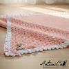Copertina "Confetto di Luna" - Fatta a Mano all'Uncinetto per bimbo in cotone rosa con bordo bianco - Dolce e Raffinata