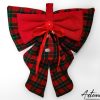 Fiocco Bosco Incantato : decorazione Natalizia Fatta a Mano in tartan rosso e verde