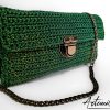 Pochette Glow Forest: Borsa Fatta a Mano all'Uncinetto verde e oro con catena