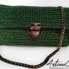 Pochette Glow Forest: Borsa Fatta a Mano all'Uncinetto verde e oro con catena