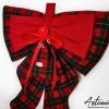 Fiocco Bosco Incantato : decorazione Natalizia Fatta a Mano in tartan rosso e verde