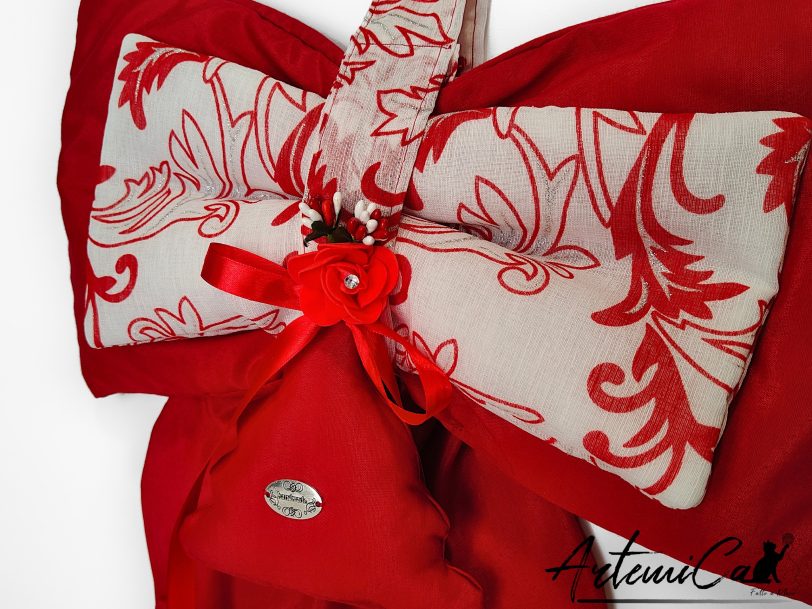 Fiocco Magia di Natale: decorazione Natalizia Artigianale rosso e bianco