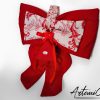Fiocco Magia di Natale: decorazione Natalizia Artigianale rosso e bianco