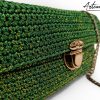 Pochette Glow Forest: Borsa Fatta a Mano all'Uncinetto verde e oro con catena