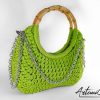 borsa verde fettuccia fatta a mano