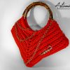 borsa arancione fettuccia fatta a mano