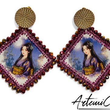 Sakura Dreams - Orecchini Tessili Fatti a Mano Stile Japan con Cristalli e Perle