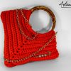borsa arancione fettuccia fatta a mano