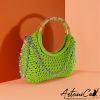 borsa verde fettuccia fatta a mano