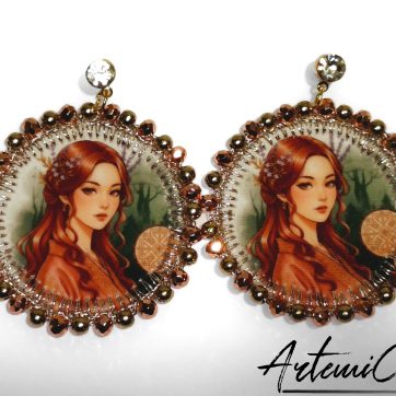 Sakura Dreams - Orecchini Tessili Fatti a Mano Stile Japan con Cristalli e Perle