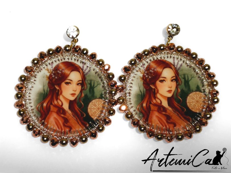 Sakura Dreams - Orecchini Tessili Fatti a Mano Stile Japan con Cristalli e Perle